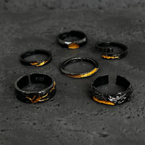 Retro Court Style Gold Plated Silver Alloy Rings for Men and Women Adjustable Open Design Hip Hop Small Size Diamond Ring