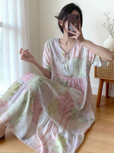 KASIHAN | Summer Large Size Short Sleeve Loose Mid-Length Outwear-Suitable Nightgown