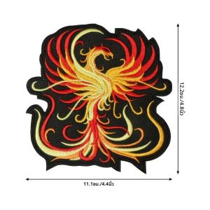 1PC Phoenix แพทช์ปักเหล็กบนเย็บบนแพทช์สําหรับเสื้อผ้าหมวกกระเป๋าเสื้อ DIY ของขวัญขนาดใหญ่ Punk Badge กาวร้อน