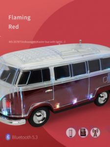 Colorful Cool Bus Model Wireless Bluetooth Speaker High Quality Sound Birthday Gift Display Item LED Light Dual Bass Membrane