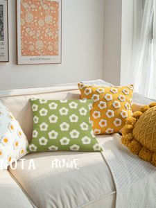 Nhỏ Hoa Cúc Gối Tối Giản Hiện Đại Kẻ Caro Nhung Cotton Vải Bông Ghế Sofa Phòng Khách Đệm Tựa Lưng Cho Gia Đình Xem Tivi
