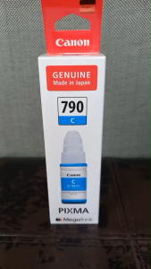 CANON ผู้หญิง GI-790C (สีฟ้า Cyan แท้ศูนย์ กล่องหมึก มี Ink Tank 100% และคุณภาพ G1000/G2000/G30000 จำนวนการพิมพ์ 7000)