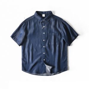 New American Style Rylee Smooth Loose Casual Collar Short Sleeve Mens Shirt Summer Trendy Half Sleeve Top Fashion Urban Youth