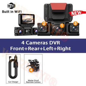 4Channels Car DVR WiFi Dash Cam 360° Video Recorder Auto 1080P 4CH Front Rear View Camera 24H Parking Monitor Car Assecories