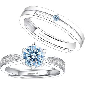 East Beauty | Moissanite 999 Silver Couple Rings