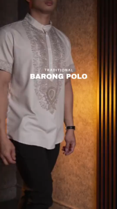 Classic Barong Tagalog For Men Modern Black Chinese Collar Shirt For Men Retro Ethnic Asean Attire High Quality Dry Fit Long Sleeve Black Polo Shirts