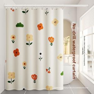 Waterproof Mold-Resistant Non-drill Thickened Bathroom Shower Curtain