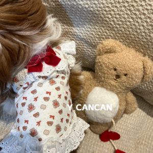 Y Can Can Autumn Winter New Fleece Butterfly Knot Bear Lace Home Clothes Vest Milk Dog Pet Clothes Universal Pet Apparel