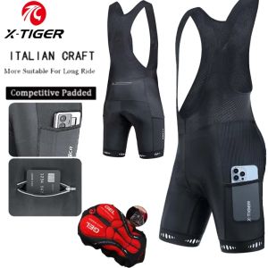 X-TIGER Cycling Bib Shorts with Back Pocket Men Outdoor 5D Gel Padded Riding Bib Tights Bicycle Mens Cycling Clothing Mtb Short