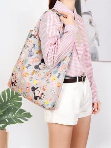 Medium Foldable Eco-Friendly Supermarket Shopping Bag with Large Capacity Portable Cartoon Handbag for Moms