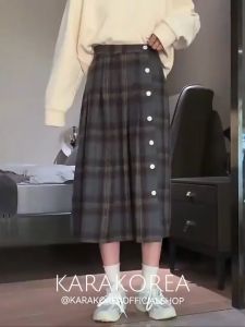 KARAKOREA 7704 Button Maxi Tweed/Rok Panjang/Rok Autumn/Rok Kerja