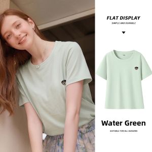 spao | Light Pink Round Neck Short Sleeve Womens T-Shirt