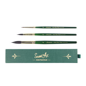SeamiArt 1pc Artist Pointed Round Sable Squirrel Brush Short Green Handle Painting Brush For Watercolor