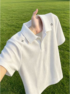 ZHUOCAN | Embroidered Waffle Short Sleeve T-Shirt