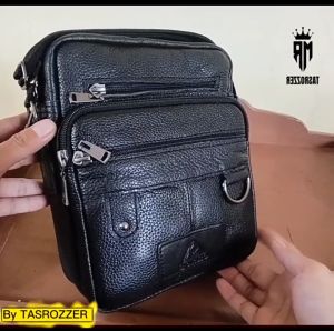 NEW-Tas selempang pria kulit simon model ring dan saku merk zorro