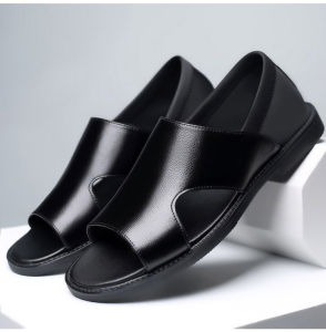 Leather Sandals Mens Summer New Style Casual Soft Bottom Anti-slip Beach Shoes Youth Trendy Roman Leather Sandals Men