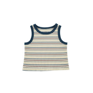 Lightweight Elastic Casual Striped Vest for Girls Summer Season Breathable Comfortable Cotton Blend Fabric round Neck T-Shirt