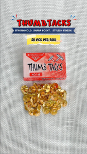 FCI Thumb Tacks (50pcs Per Box) Sharp Steel Pin Durable Sturdy Easy-to-Grip Head Compact and Convenient Reusable and Easy to Organize Perfect for school office and home use