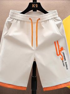 Ice Silk Mens Shorts Summer Trendy Beach Pants Quick Dry Five-Quarter Pants Trendy Brand Big Boxer Shorts Summer Horse Pants