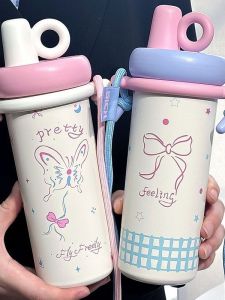 Bình nước giữ nhiệt BIZE dung tích lớn thiết kế thời trang cho nữ dễ mang theo