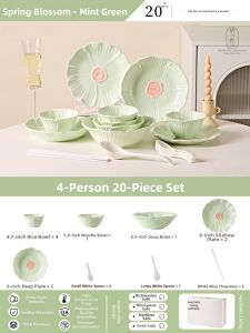 High-Quality New Ceramic Tableware with Underglaze Colors Green