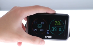 TPMS Tire Pressure Monitoring System with 4 External Sensors Solar Powered Wireless Tire Pressure Monitor 6 Alarm Modes with Time and Temperature Display 0-5 Bar for Sedan SUV MPV Sedan Station Wagon RV etc