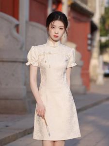 Đầm cocoepps cho nữ Đầm Xường Xám 2024 mới cho bé gái khí chất trẻ trung Retro ngắn thanh lịch hàng ngày cải tiến trang phục mùa hè