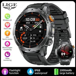 LIGE | LIGE Outdoor Smart Watch Men 1000mAh Large Capacity Battery New Flashlight Bluetooth Call Waterproof Sport Fitness Smartwatch