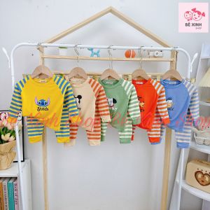 [Siêu Sale] Đồ Bộ Ngủ Dài Tay Cho Bé Trai Bé Gái 8-19kg MINKY MOM Bộ Quần Áo Tay Dài Cho Bé Trai Gái DÀI SỌC RAPLAN Bé_Xinh_Shop