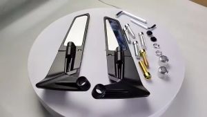 {BG}พร้อมส่ง กระจก มอไซค์ กระจกมองข้างมอเตอร์ไซค์ กระจกปลายแฮนด์ 1คู่ อลูมิเนียม + แก้ว มองชัด โดยไม่มีมุมตาย