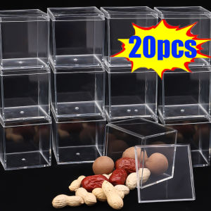 1-20pcs Small Acrylic Plastic Storage Box  Square Containers Display Boxes with LidsClear Container Boxes for Candy Pill Earring Jewelry Tiny Beads  Packaging Storage Box Square Display Box