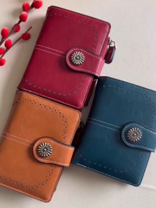 Dompet Pendek Wanita Biru Realia Kulit Tebal Kapasitas Lengkap Simple Murah Kekinian WA1120B2
