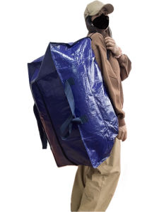 Large Capacity Waterproof Travel Bag Double Shoulder Back Moving Packing Bag Woven Cotton Clothes Storage Bag Handheld Basket