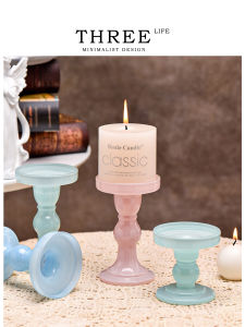 THREE LIFE | Simple Pink Roman Column Glass Candle Holder