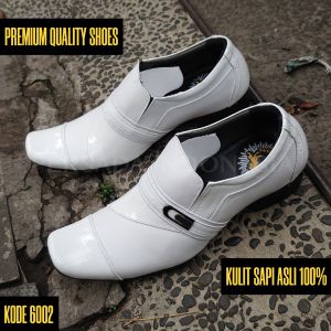 SEPATU PANTOFEL FORMAL PRIA ( GARANSI KULIT SAPI 100% ) MODEL 6039 PUTIH ( PREMIUM HIGH QUALITY )