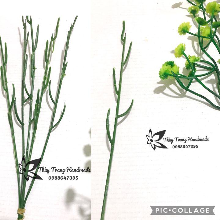 5 cành chia ghim cỏ điểm, hoa lá trang trí hoa voan, hoa vải, hoa giấy