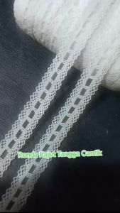 (Per 2 Meter) RDR597 Renda Rajut Tengahan / Renda Tangga Putih Motif Cantik Lebar 25Cm