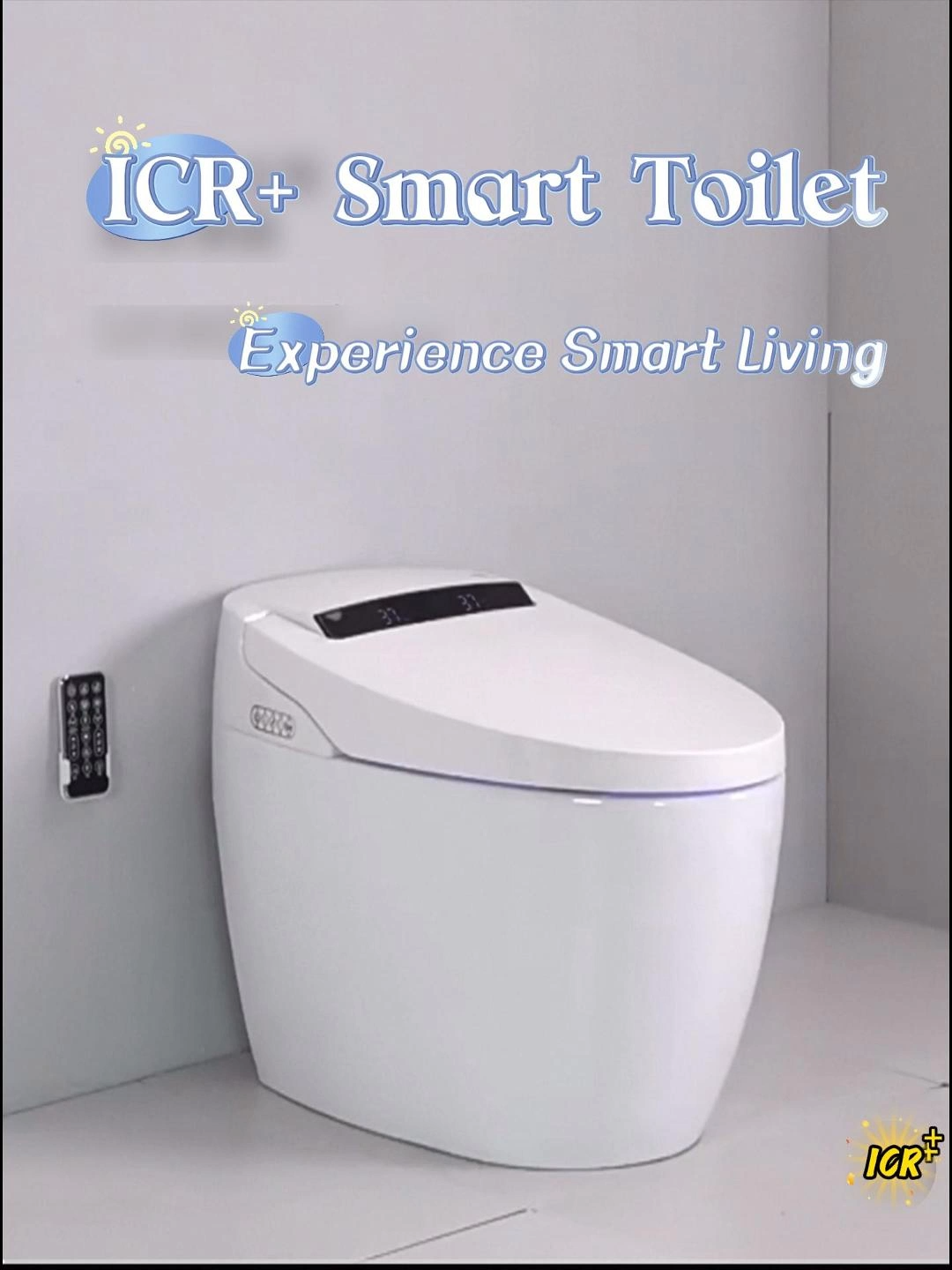 Smart Toilet Built Tank No Water Pressure Needed Auto Open Close Seat Bidet Feminine Wash Warm Air Dry Foot Touch Flush