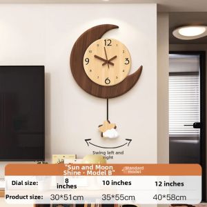 BEISIJIA | Creative Retro Moon Clock Wall Mounted Drilling Free Wooden