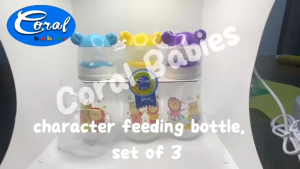 Coral Babies 4oz Feeding Bottle Transparent with Cute Animal Hood BPA Free
