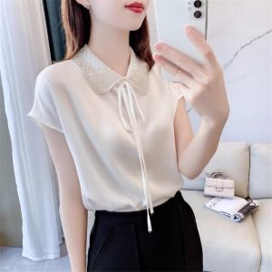 Exclusive High-end Short Sleeve Shirt Pure Color Imitated Silk