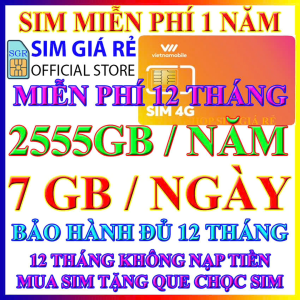 FREESHIP - SIM 4G TRỌN GÓI 1 NĂM 7GB/NGÀY - 210GB/THÁNG - TỐC ĐỘ CAO SIM 4G VIETNAMOBILE 1 NĂM KHÔNG NẠP TIỀN SHOP SIM GIÁ RẺ - CHƯA KÍCH HOẠT.