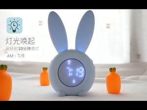 Đồng Hồ Báo Thức Thông Minh Tai Thỏ Bunny Dễ Thương Kết Hợp Đèn Ngủ Cảm Biến Âm Thanh Xem Nhiệt Độ Phòng
