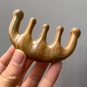 Five-Tooth Sandalwood Massage Comb | Anti-Static Comb for Head & Neck Scraping Massage