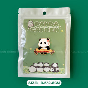 Cute Panda Fashion Pin Brooch Ancient Chinese Guzheng Cultural Creative Cartoon Metal Badge for Clothes And Bags Accessories