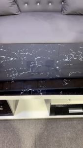 Hình Thực Tế Bộ Sofa Phòng Khách Tân Cổ Điển Màu Nâu Da Bò Đính Giả Đá Ở Phần Lưng Độc Đáo Sang Trọng