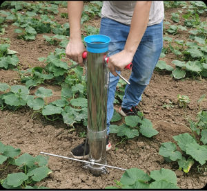 ต้นกล้า Transplanter ผักอ่อน โรงงาน คู่มือการปลูกสแตนเลส สวน เครื่องมือ เครื่องปลูกต้นกล้า .สแตนเลทแท้ ทั้งอัน.รุ่นใหม่พร้อมตัววัดระยะหลุมปลูก