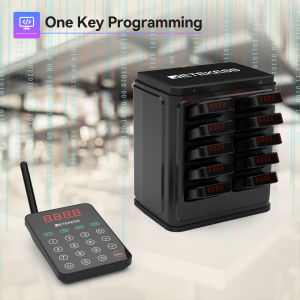 Retekess TD177 Restaurant Pager Calling System Vibrator Coasters Bell Buzzer IP67 Waterproof Outdoor 500M Receiver for Restaurants Cafes Hawker Center Food Court