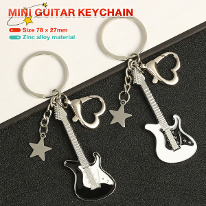 Creative Keychain Mini Musical Instruments Guitar Keyring Women Men Key Chain Charm