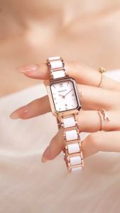 Rebirth Jam Tangan Wanita 0139 Kecil Korea Elegan Kalender Berlian Tali keramik Jam Tangan Cewek